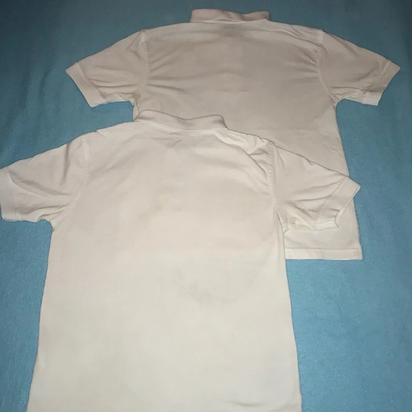 𝅺Dennis uniform polo white tops button collar short sleeve size L - Picture 2 of 6